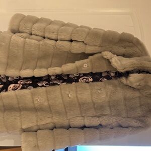 Eliza J Cream Faux Fur Pea Coat